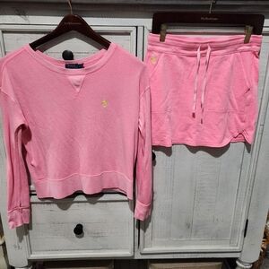 Women's XS Ralph Lauren polo pink skirt & Sweatshirt Set